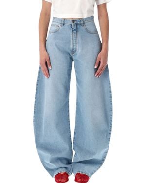 Alaïa Architectural High-Rise Round-Leg Jeans With Sculpted Seaming And Signature Hardware - Blue