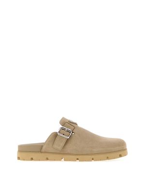 Prada Sand Suede Slippers - Brown