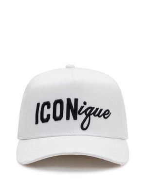 DSquared² Embroidered Linen Baseball Cap - White