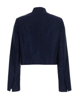 Pinko Two-Button Beaded Tech Fabric Blazer With Welt Pockets - Blue