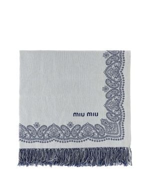 Miu Miu Cotton Beach Towel 90 Cm X 146 Cm - Gray