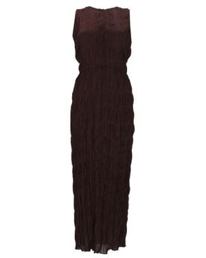 STAUD Pleated Round Neck Maxi Dress - Purple
