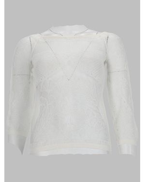 Alberta Ferretti Elegant Viscose Net Knit Mini Top For - White