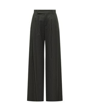 LE SULLY STUDIO Ample Drape Wool-Blend Pants With Creased Detail - Black