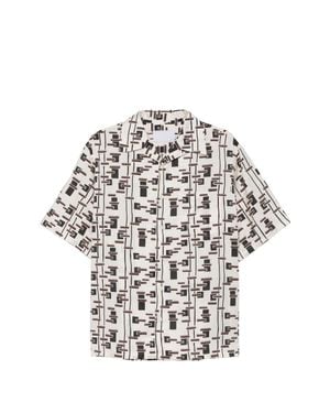 Prada Printed Cotton Silk Blend Shirt - White