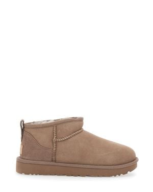 UGG Ultra Mini Ankle Boots With Logo Back - Brown