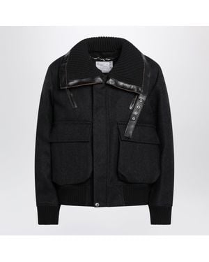 Sacai Textured Wool & Nylon Utility Jacket - Black
