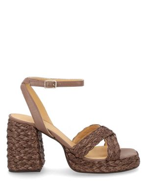 Castañer Castañer Raffia Leather Heels - Brown