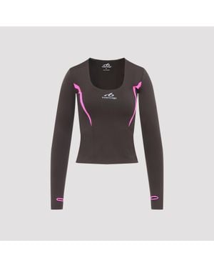 Balenciaga Long-Sleeve Fitted Top - Brown