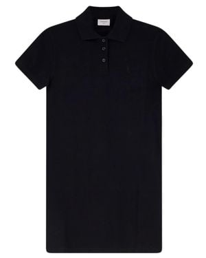 Saint Laurent Classic Collar Short-Sleeve Cotton Dress - Black