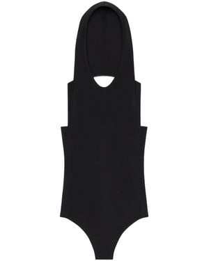 Courreges Chic Halterneck Bodysuit With Hood - Black