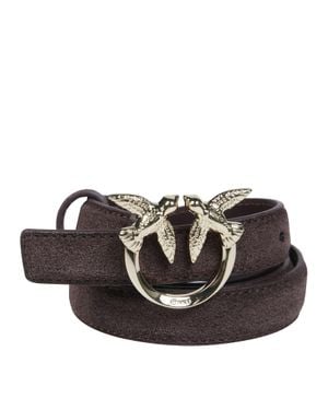 Pinko Love Berry H2 Low Suede Belt - Black