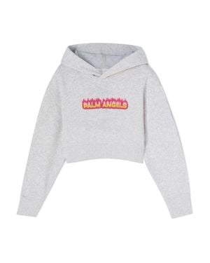 Palm Angels Cropped Hoodie - White