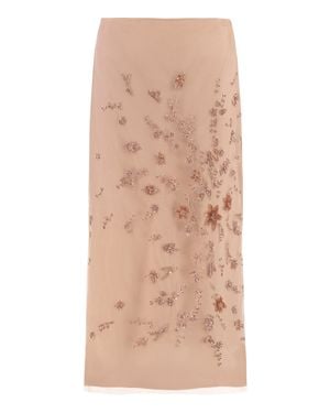 Fendi Embroidered Tulle Skirt - Natural