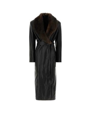 SANTORO Ovine Leather Trench Jacket - Black
