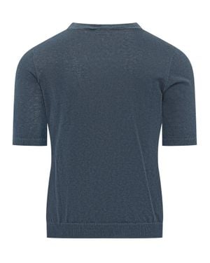 AROVESCIO Crewneck Cut-Sleeve Sweater - Blue