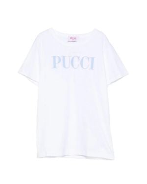 PUCCI Girl's Front Logo Crew Neck T-Shirt - White