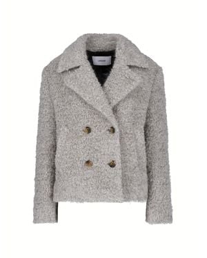 Lardini Double-Breasted Teddy Jacket - Gray