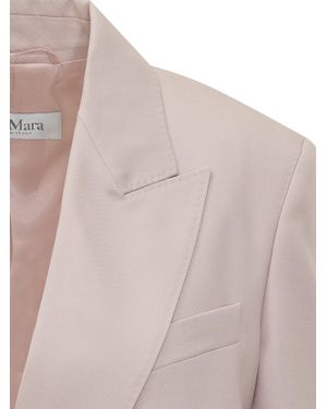 Max Mara Elegant Double-Breasted Blazer With Rever Detail - Pink