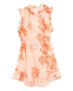 Zimmermann Gathered Frills Mini Dress With Drawstring Waist - Orange
