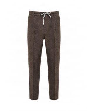 Eleventy Wool-Blend Drawstring Pants - Gray