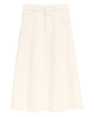 Ami Paris Long Cotton Skirt With Low Waist Design - Natural