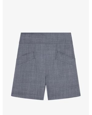 Ganni Wool-Blend Zip-Front Shorts With Side And Back Pockets - Gray