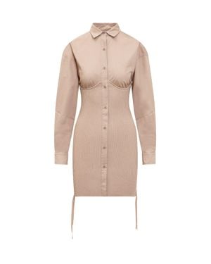 ANDREADAMO Midi Ribbed Dress - Natural