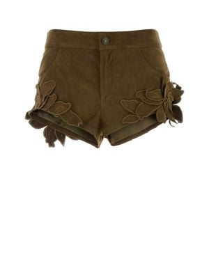 Isabel Marant Suede Mini Shorts With Lined Interior - Green