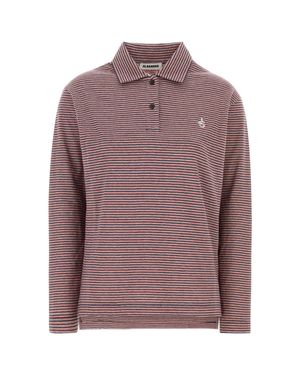 Jil Sander Embroidered Cotton Oversize Polo Shirt - Purple