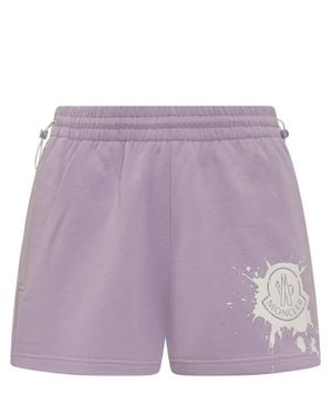 Moncler Stylish Mini Shorts With Unique Stampaint Design - Purple