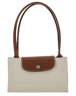 Longchamp Le Pliage Original Nylon Shoulder Handbag With Flap And Zip Closure - Brown