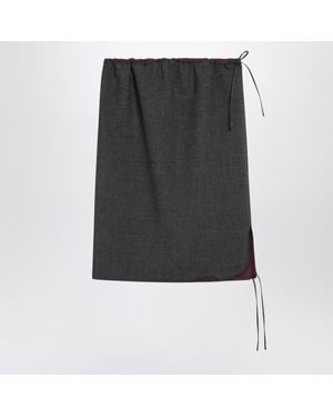 Prada Slate/Garnet Midi Skirt - Black