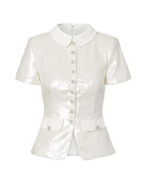 Self-Portrait Sequin-Embellished Top - White