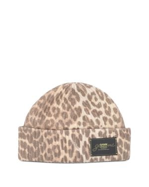Ganni Folded Cuff Accessory With Sewn-On Logo - Natural