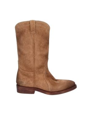 Jil Sander Suede Mid-Calf Western Boots - Brown