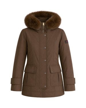 Peuterey Fur-Trim Hooded Down Parka - Brown