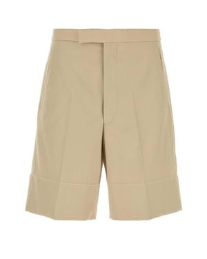 Prada Sand Cotton Bermuda Shorts - Natural