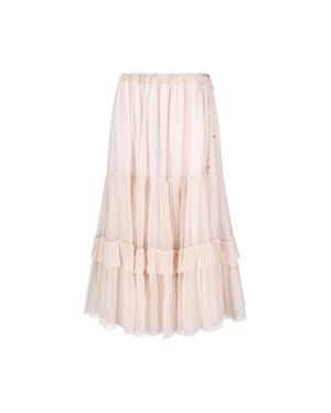 Chloé Tiered Silk Maxi Skirt - Pink