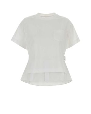Sacai Sculpted Cotton T-Shirt For - White