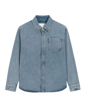 Ami Paris Denim Button-Up Overshirt - Blue