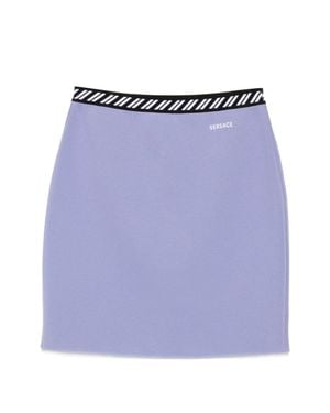 Versace Embroidered Logo Elastic Waist Mini Skirt - Purple