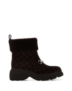 Gucci Dark Suede Ankle Boots - Black