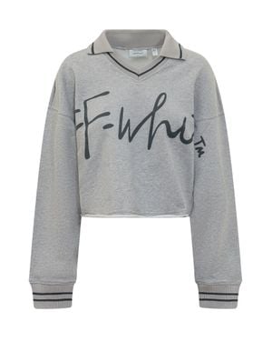 Off-White c/o Virgil Abloh Logo V Neck Sweatshirt - Gray