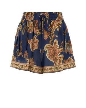 Zimmermann Silk Aster Mini Shorts - Blue