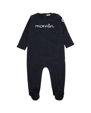 Moncler Kids Knitwear Jumpsuit Ensemble With Gift Box - Blue