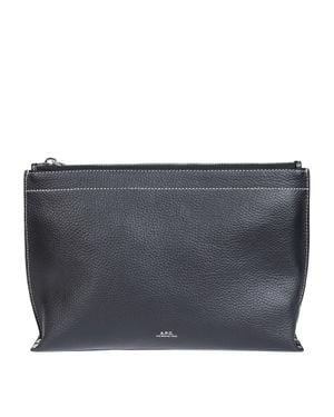 A.P.C. A. P.C. 100% Cowskin Mini Pouch - Gray
