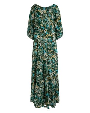 MARINELLA PICCINNO Sara Printed Silk Dress - Green