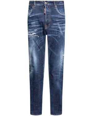 DSquared² Distressed Straight-Leg Pants - Blue