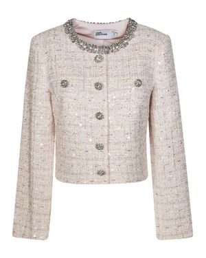 Self-Portrait Sequin Boucle Jacket - White